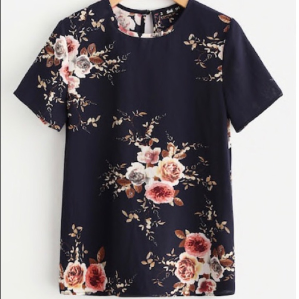 Navy Blue Floral Shirt